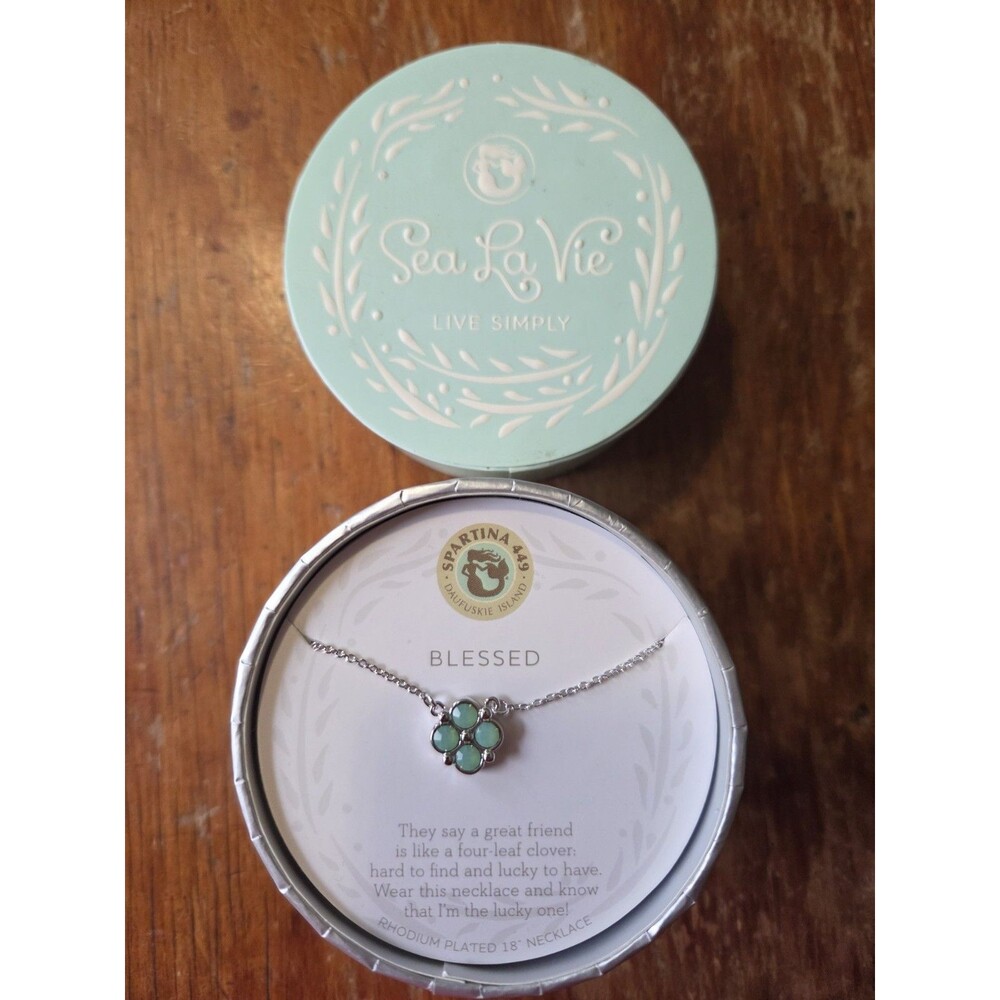 Sea La Vie Spartina Live Simply 'Blessed' Necklace 18" adjustable Clover Friend